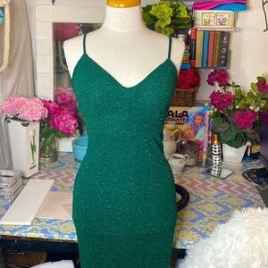 🌷 Iris🌷 Emerald Green Sparkle  Padded Dress